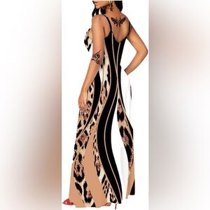Womens Leopard Print‎ Maxi Dress Sleeveless With Pockets Size M New